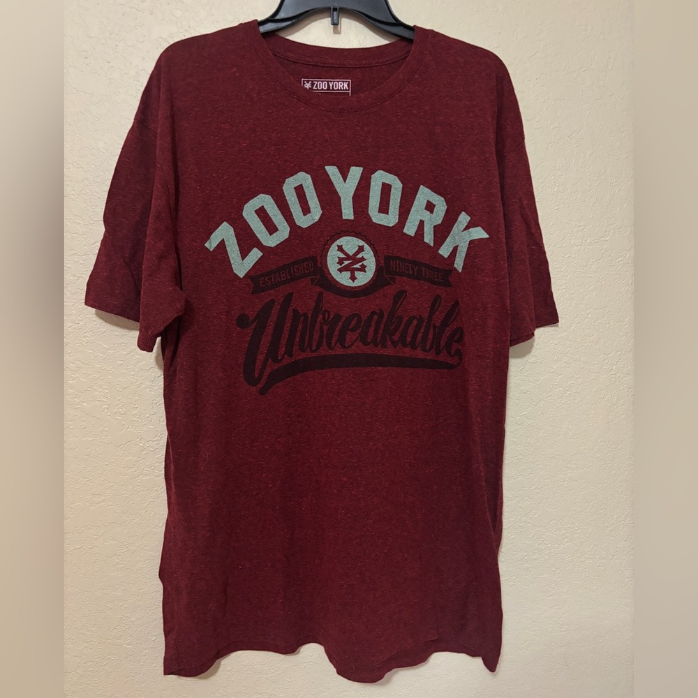 Zoo York T Shirt Adult XL Red Unbreakable Skater Skateboarder